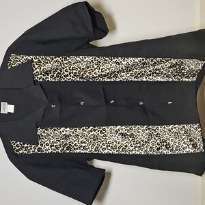 Lansky Bros | Black Button-Up Shirt with Leopard Print | M